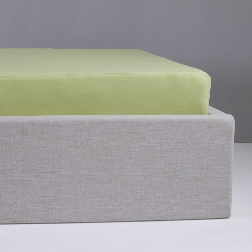 純棉素面特大床包-新芽綠