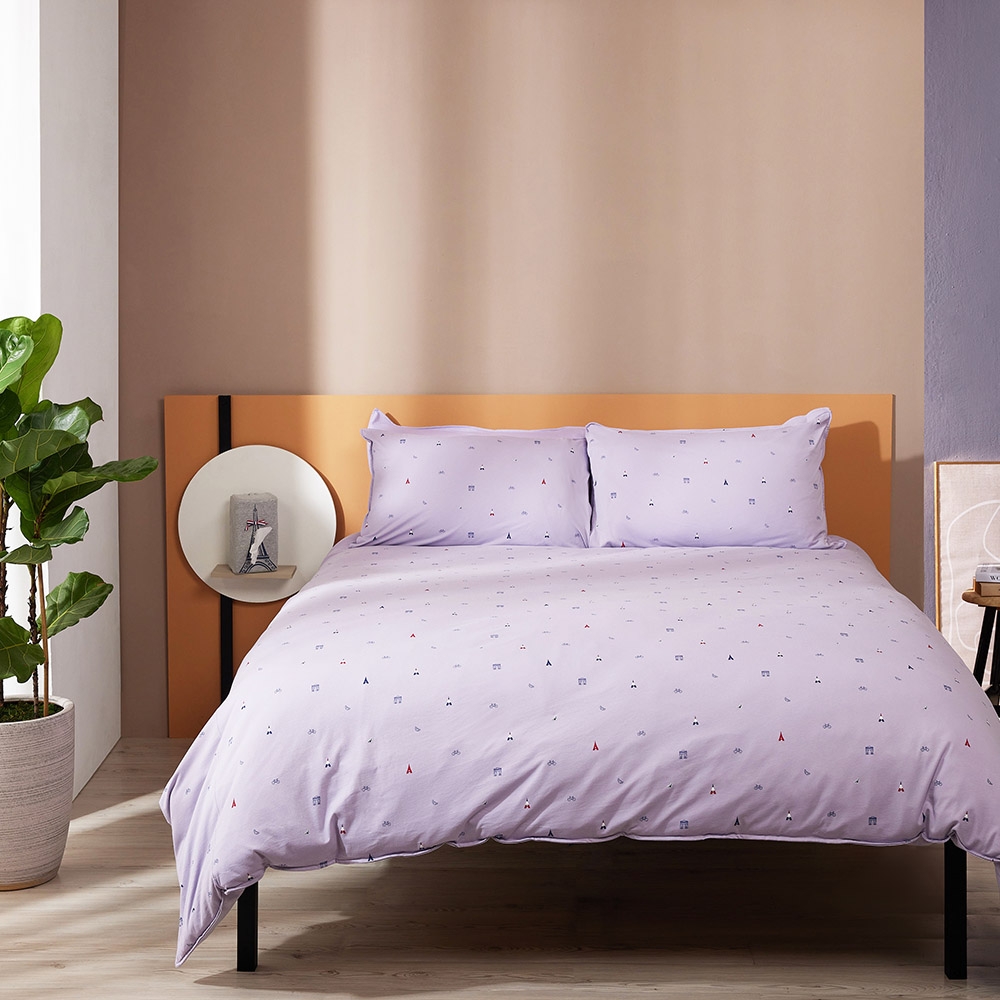 巴黎印花 被套+枕套組-薰衣草紫產品圖