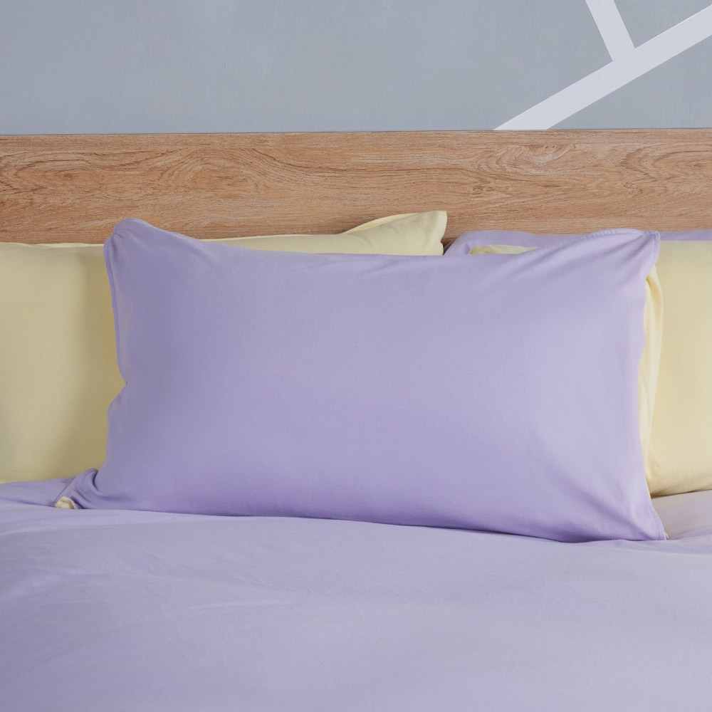 素面雙色拼接信封式枕套1入-薰衣草紫產品圖