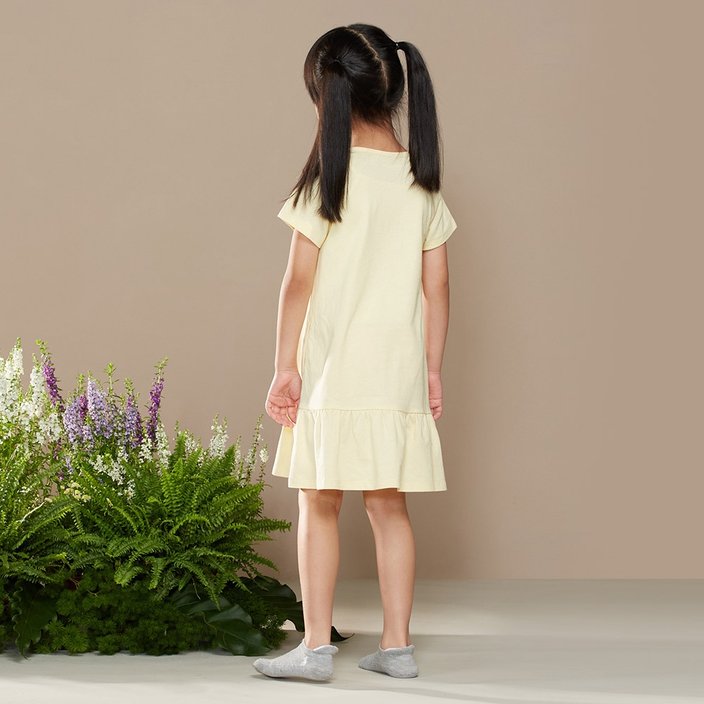 童裝｜親子鵝網印短袖洋裝-鵝絨黃（S/M）產品圖