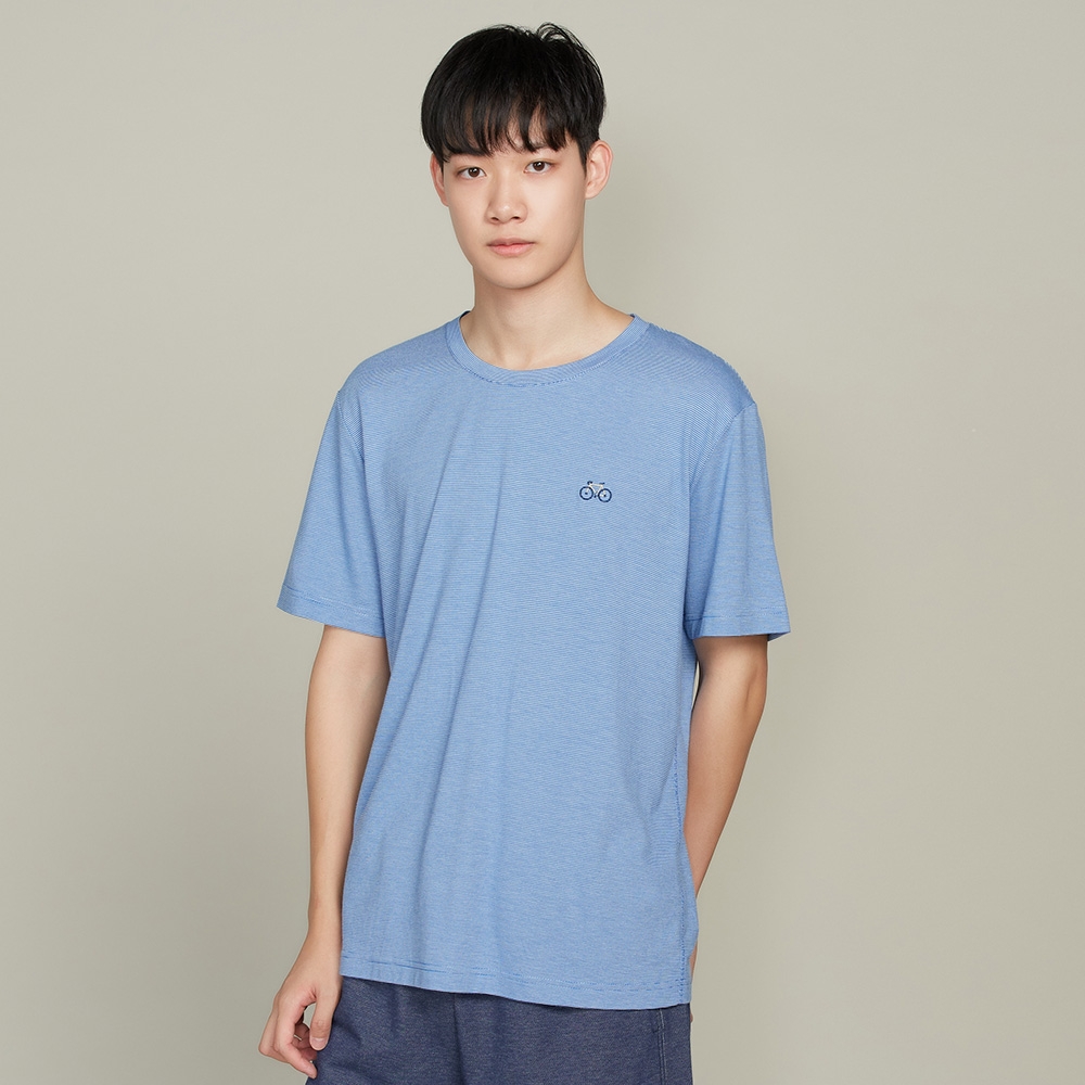 男裝 | 【竹纖維】條紋短袖上衣-藍 (M/L)產品圖