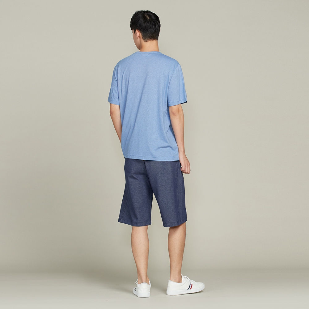 男裝 | 【竹纖維】條紋短袖上衣-藍 (M/L)產品圖